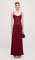 Red Sheer Knit Curve Maxi Dress