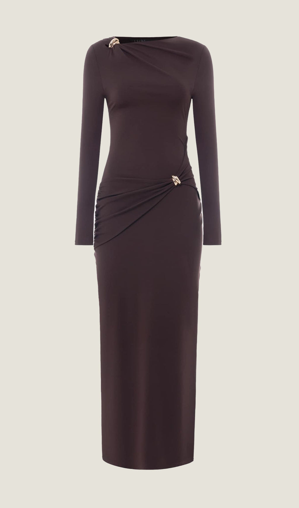 Jersey Seductive Fitted Maxi Dress-Brown