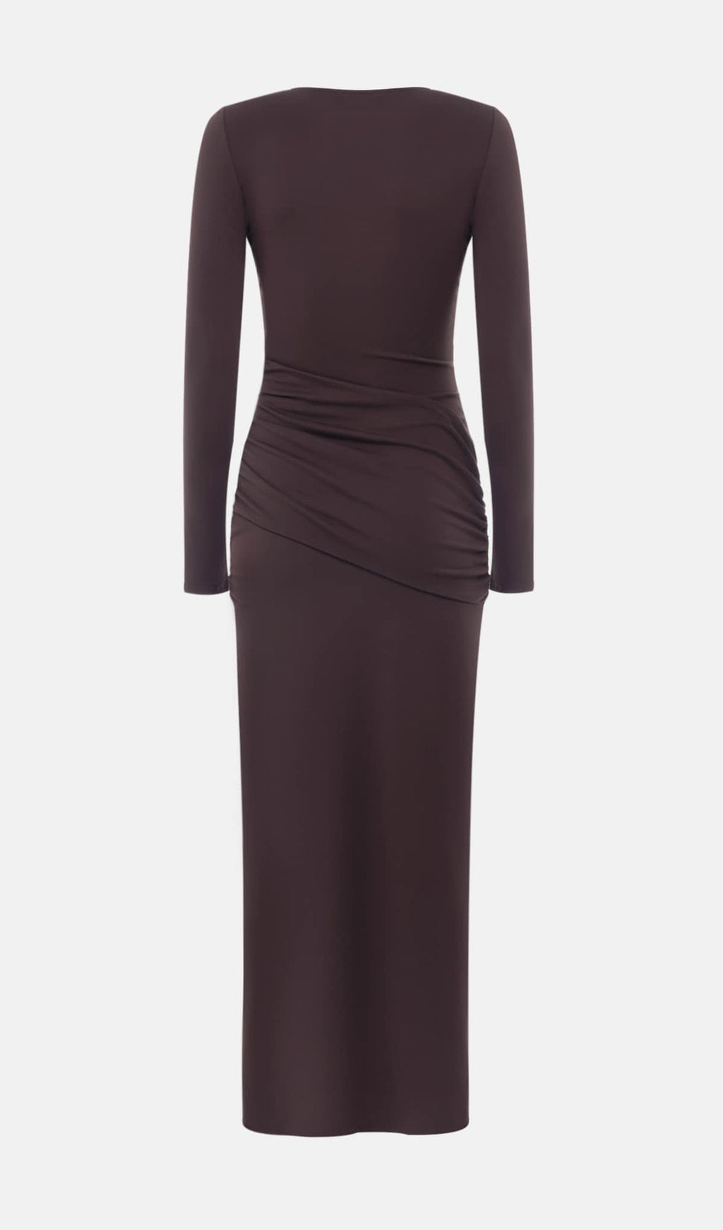 Jersey Seductive Fitted Maxi Dress-Brown