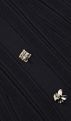 Metallic Button Knit Midi Dress