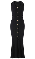 Metallic Button Knit Midi Dress
