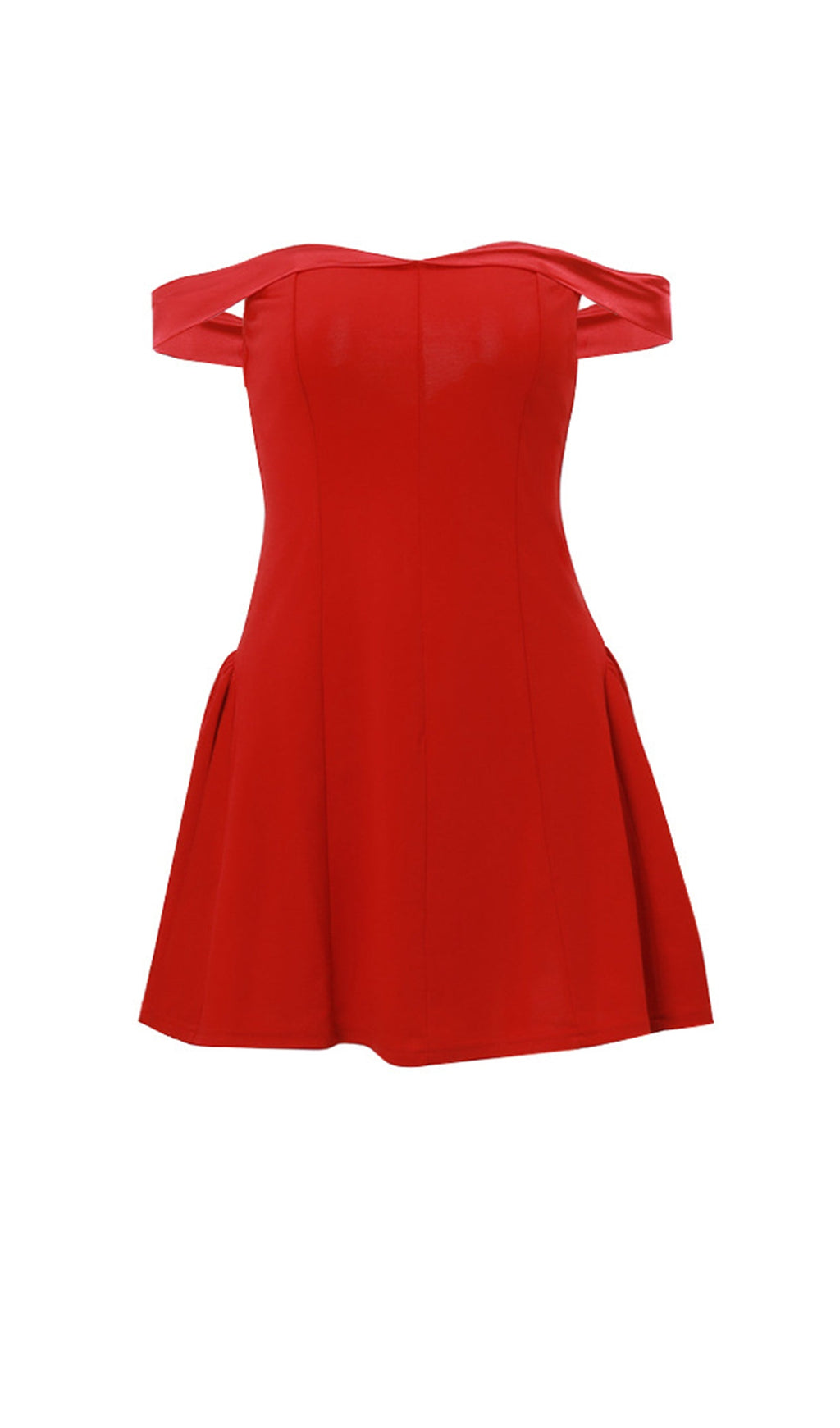 Trendy Off Shoulder Ruffle Hem Mini Dress-Red