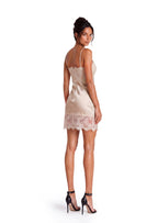 Dehateh Satin Lace Mini Dress In Champagne