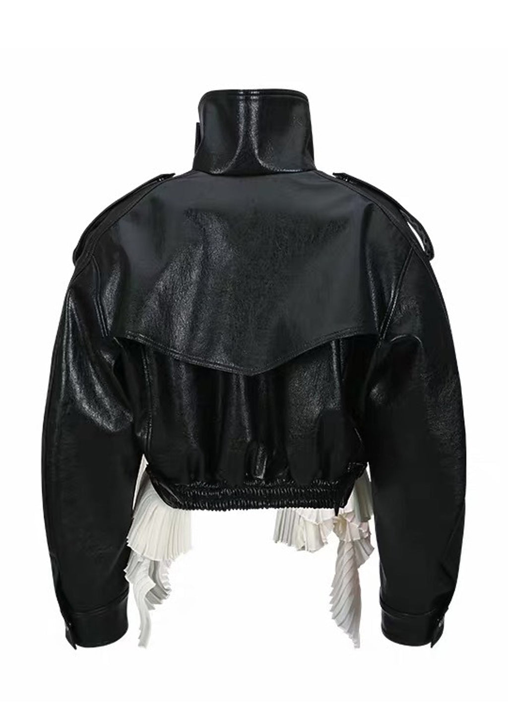 Quasar PU Paneled Ruffle Jacket