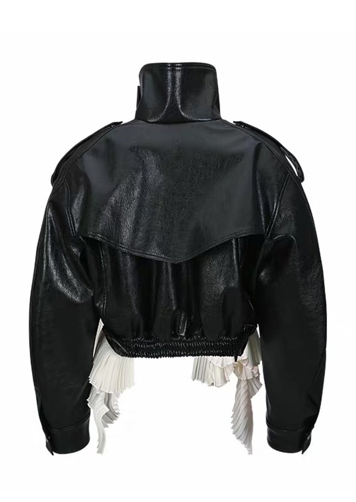 Quasar PU Paneled Ruffle Jacket