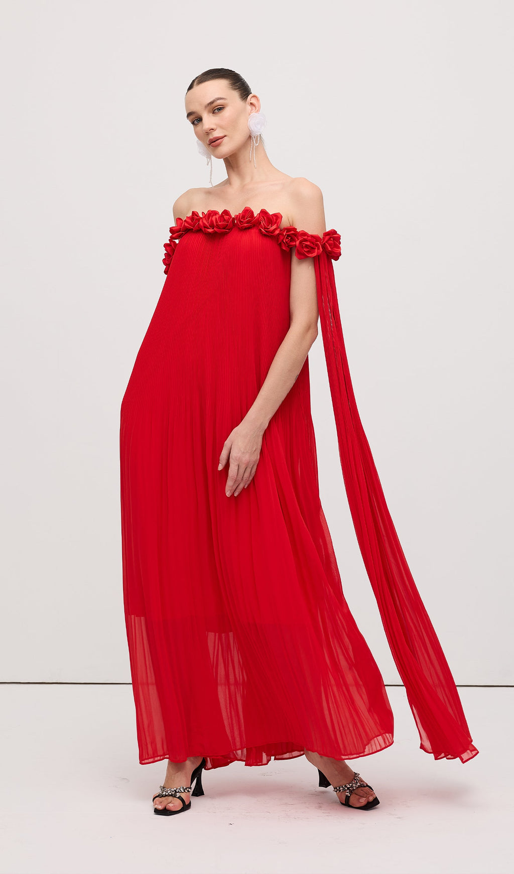 Off Shoulder Draped Maxi Dress