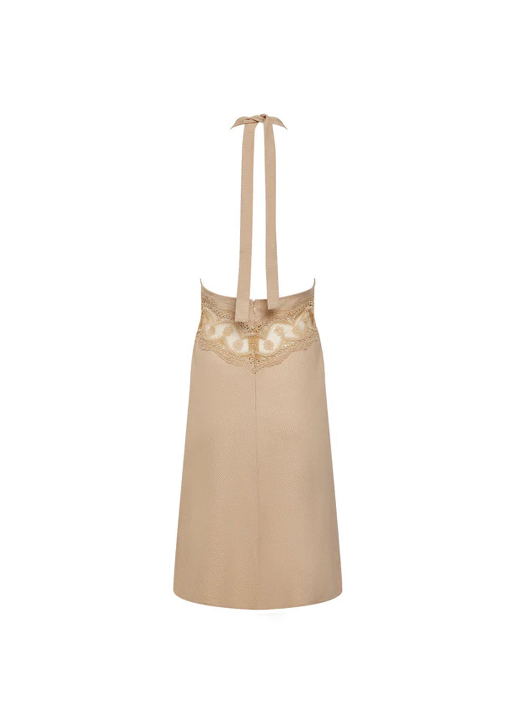 Fanta Satin Midi Dress With Lace In Apricot