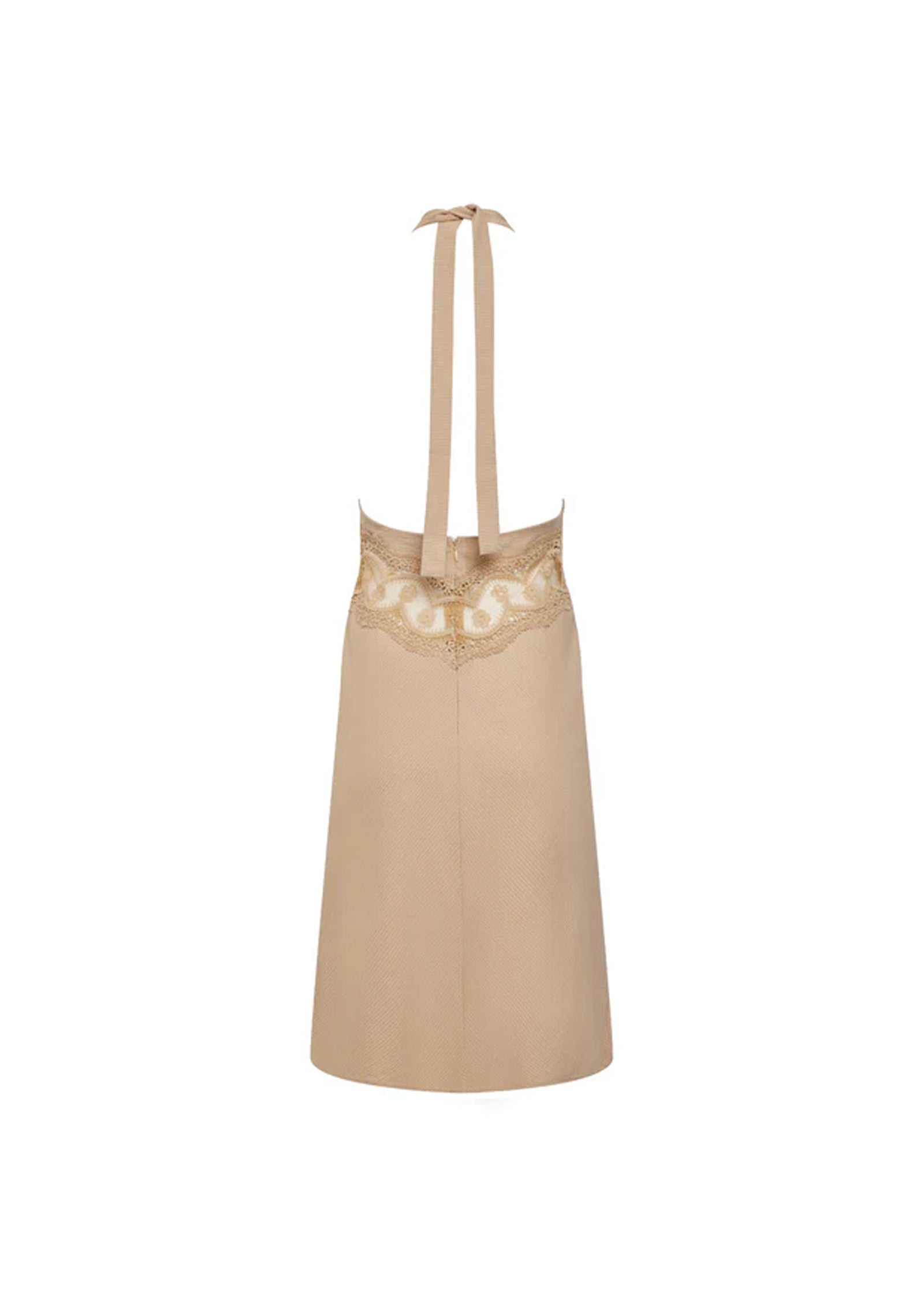 Fanta Satin Midi Dress With Lace In Apricot