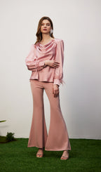 Cowel Neck Satin Blouse Top