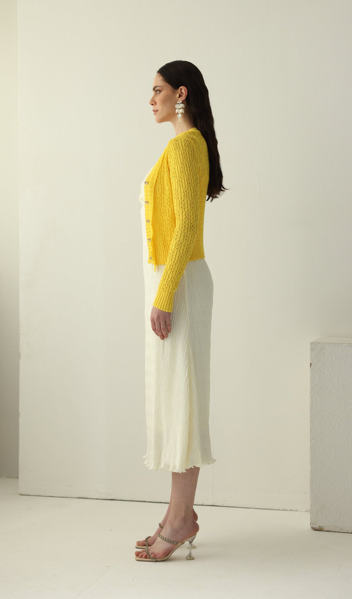 Solid V Neck Knitted Cardigan