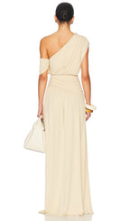 Off Shoulder Pleated Maxi Dress