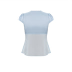 Satin Top With Ties In Baby Blue