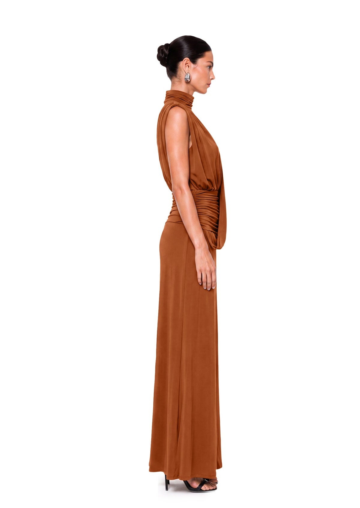 Jacenty Sleeveless Maxi Dress In Dark Brown