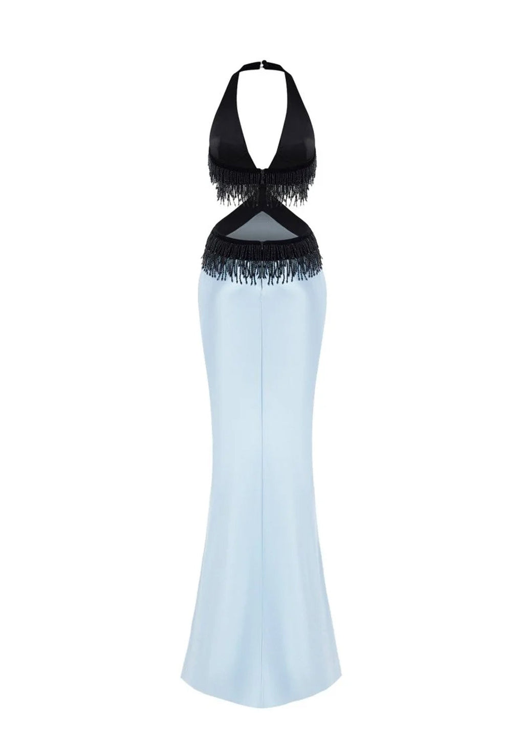 Quant Beaded Tassel Satin Maxi Dress