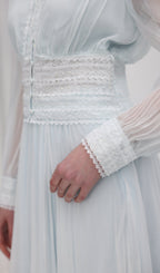 V Neck Bodice Mesh Midi Skirt Sets