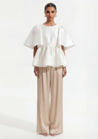 Puff Sleeve Ruffle Top In White