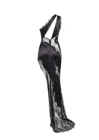 Kahili One Shoulder Lace Slit Maxi Dress