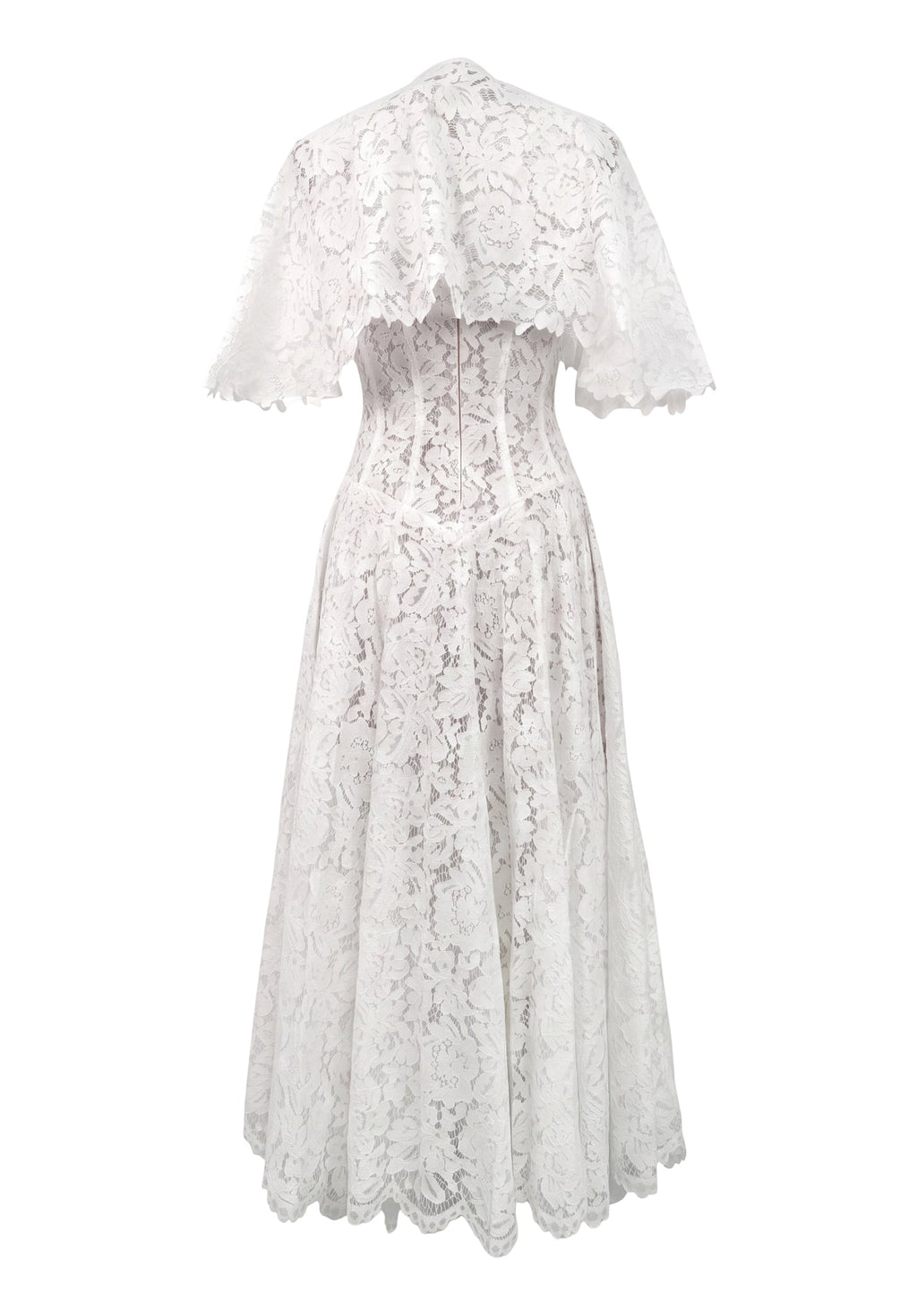 Maimun Lace Shawl Midi Dress In White