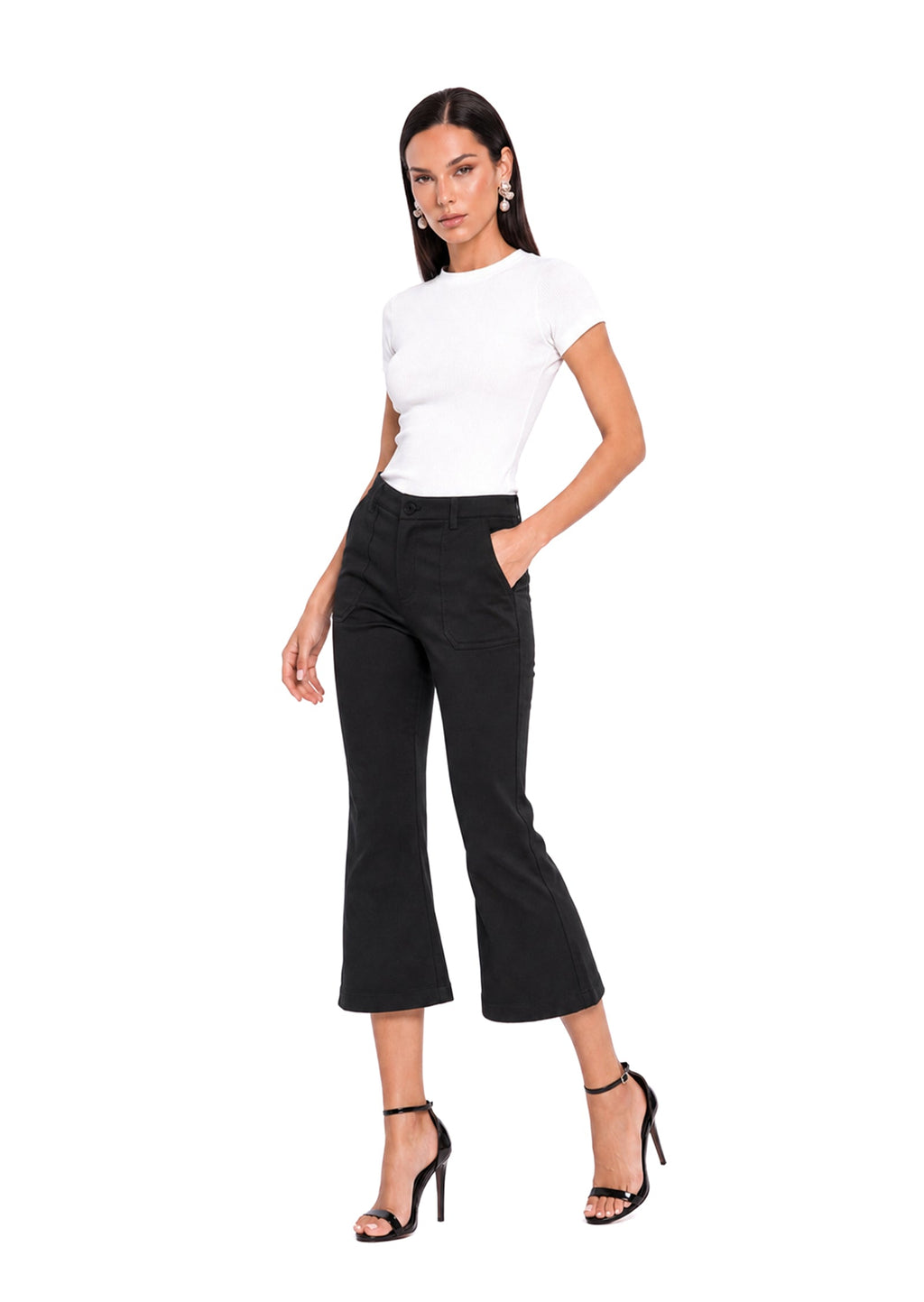 Tadita Casual mid length trousers In Black