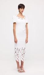 Embellished Applique Cutout Midi Dress