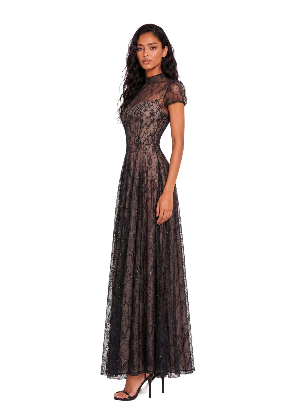 Ulyana Lace Sequined Maxi Dress In Black