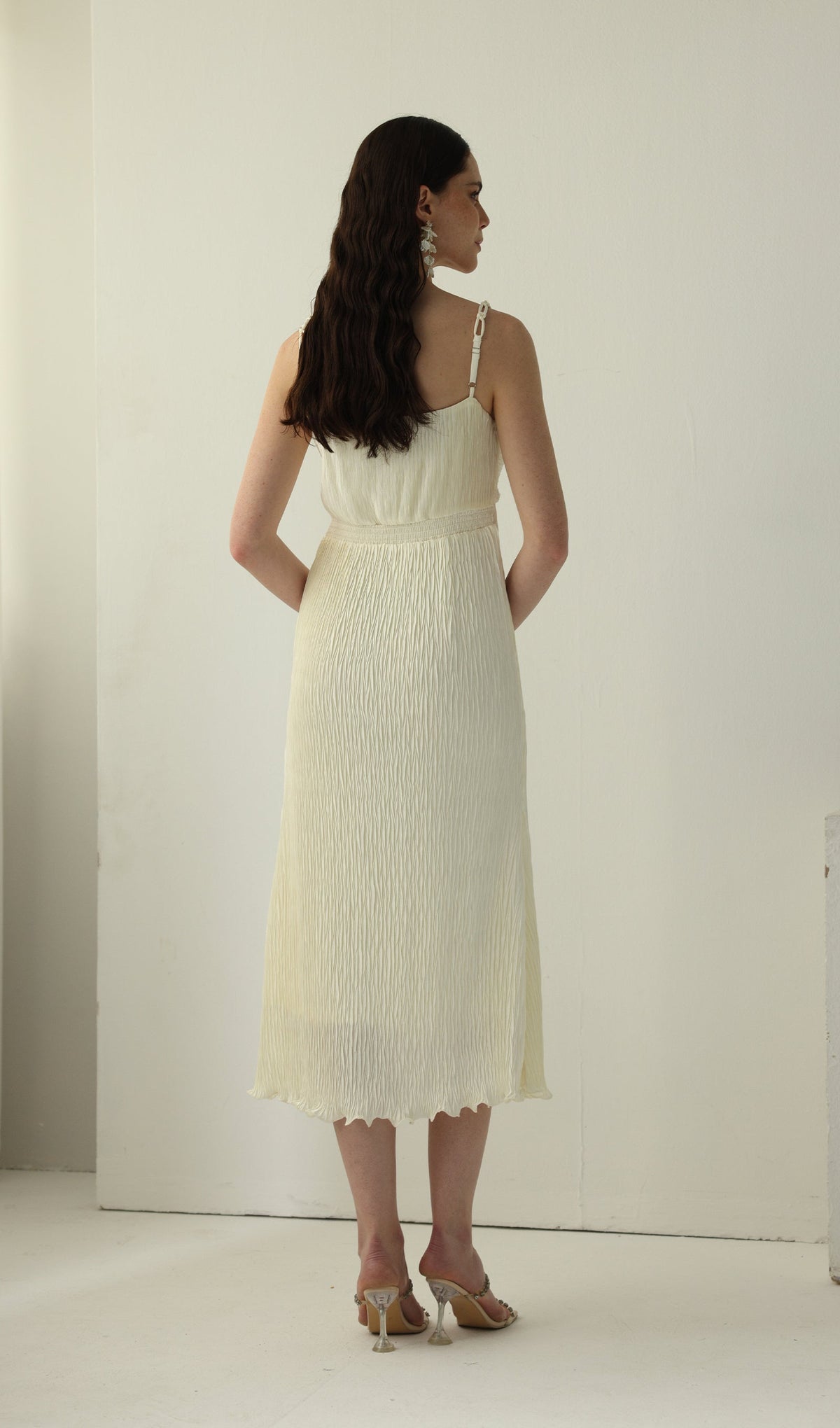 Solid Texture Slip Midi Dress
