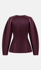 Jacket With Voluminous Sleeves And Waist Pleats