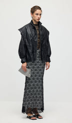 Waisted Lapel Leather Jacket In Black