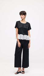 Short Sleeve Top & Maxi Pants Set In Black
