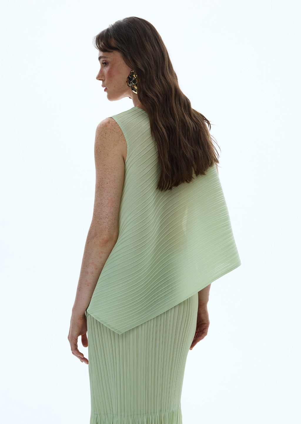 Nadav Stretch Top & Midi Skirt In Light Green