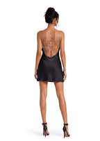 Naim Backless Chain Satin Mini Dress