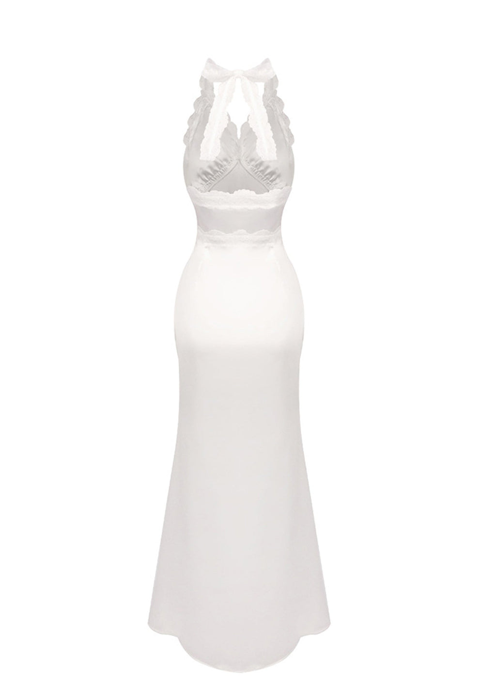 Ebbe Halter Neck Lace  Satin Maxi Dress