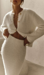 Fluffy Knitted Cardigan & Maxi Skirt Set
