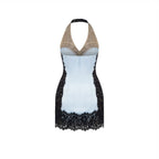 Astra Satin and Lace Mini Dress