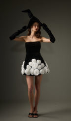 Black Off Shoulder Flower Mini Dress