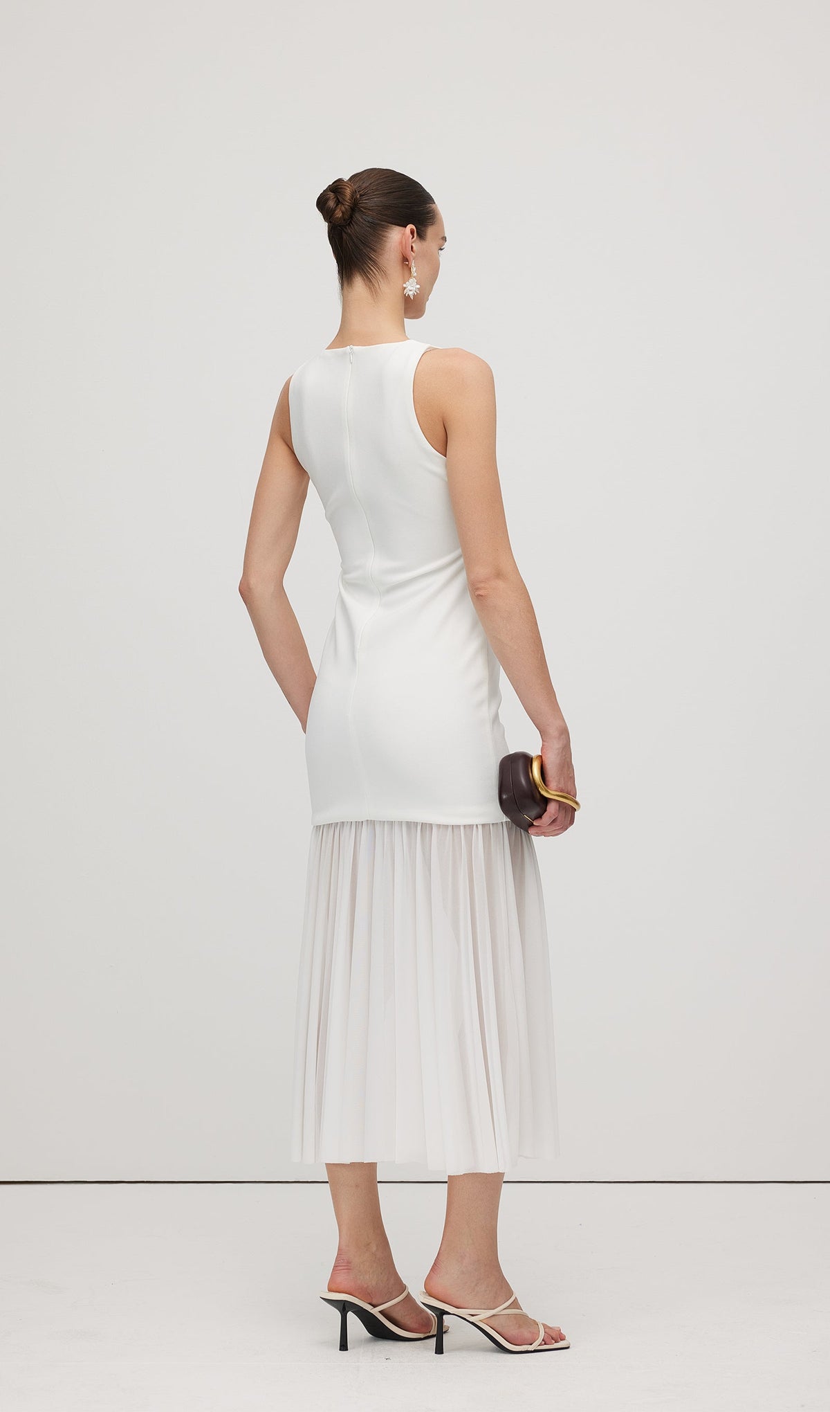 Sheer Overlay Midi Dress