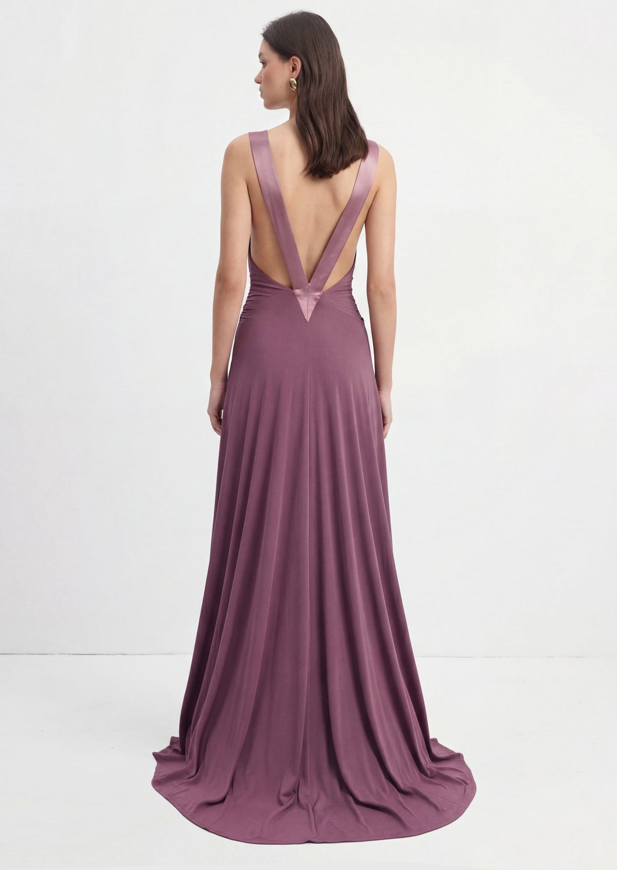 Deep V Neck Sleeveless Maxi Dress In Purple