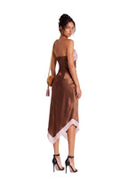 Deodat Lace Satin Strapless Midi Dress