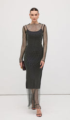 Mesh With Monochrome Maxi Dress