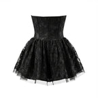Vahn Strapless Lace Mini Dress In Black
