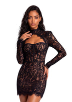 Jacory Long Sleeve Lace Mini Dress