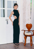 Dilara Open Back Maxi Dress In Black