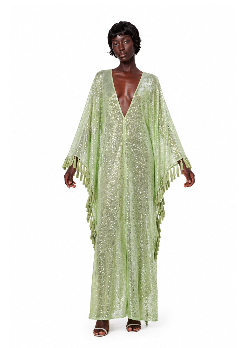 Kagami Knitted sequined tassel maxi dress