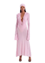 Kazi Long Sleeved Sheer Midi Dress In Pink
