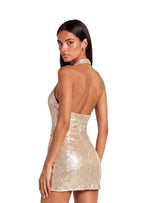 Manani Deep V Neck Sequined Mini Dress