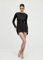 Hollow Out  Mini Dress - Black