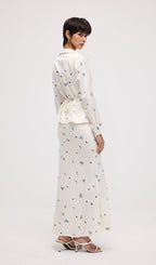 Floral Print Satin Maxi Skirt Two Piece Set