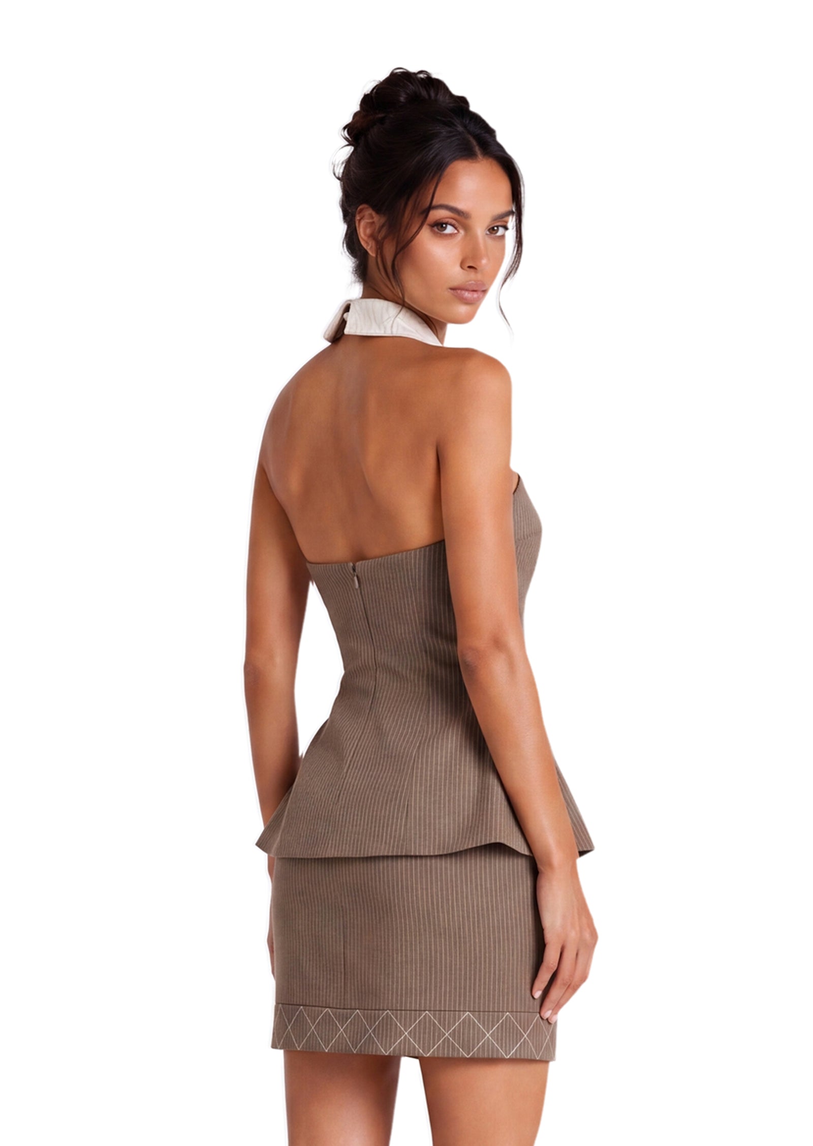 Beppe Collared Halter Neck Top & Skirt Set