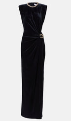 Embellished Velvet Split Maxi Dress