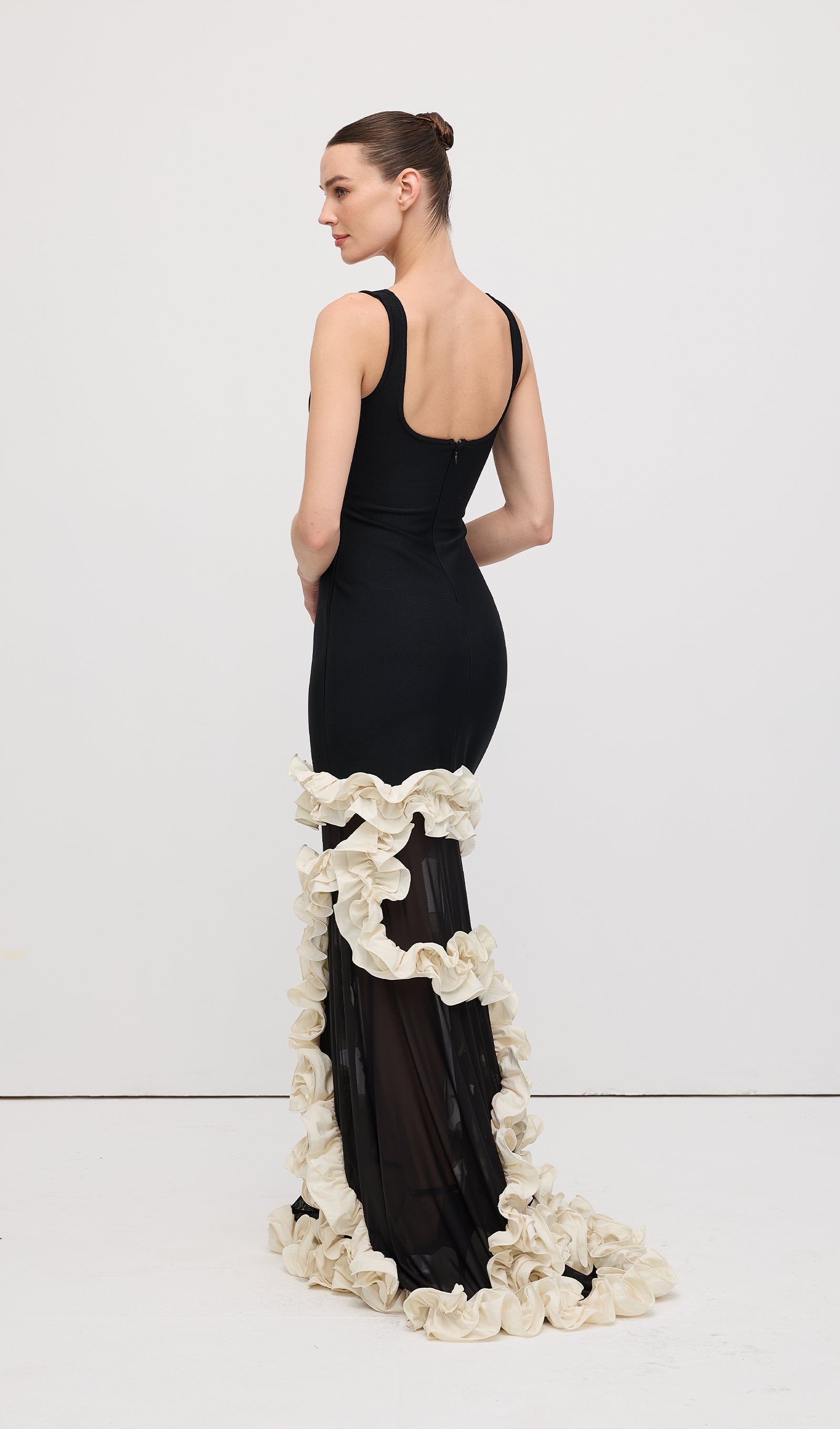 Wisteria Gown Maxi Dress In Black & White